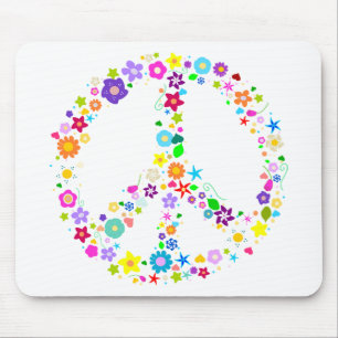 Peace sign of Flowers Mouse Pad