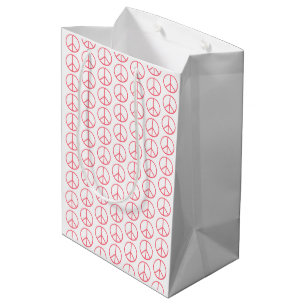 Peace Sign Orange Groovy Retro Fun Medium Gift Bag