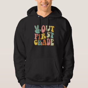 Peace Sign Out First Grade Groovy Last Days School Hoodie