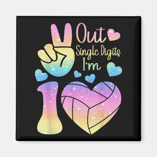 Peace Sign Out Single Digits 10 Volleyball 10th Magnet (Front)