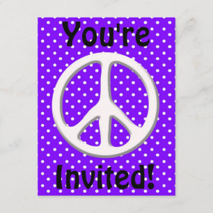 Peace Sign Party in Purple Invitation