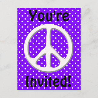 Peace Sign Party in Purple Invitation