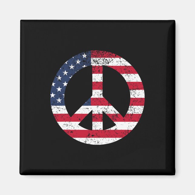 Peace Sign Patriotic Usa Flag Peace And Love  Magnet (Front)