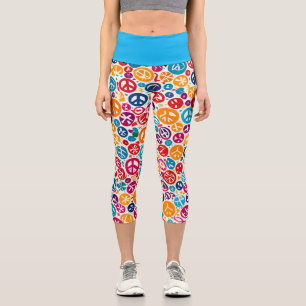Peace Sign Pattern Capri Leggings