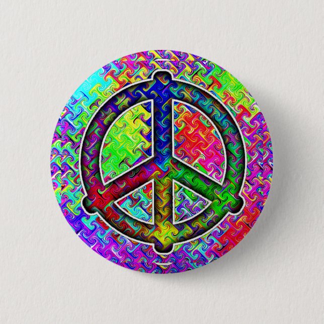 Peace Sign - Pattern Distort 6 Cm Round Badge (Front)