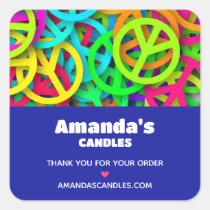 Peace Sign Pattern Groovy Sixties Vibe Business Square Sticker