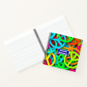 Peace Sign Pattern Groovy Sixties Vibe Notebook