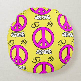 PEACE SIGN PATTERN, ROUND CUSHION