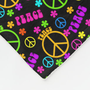 peace sign patterns fleece blanket