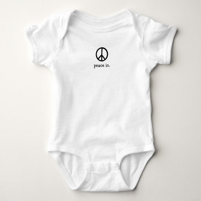 peace sign, peace in. baby bodysuit (Front)