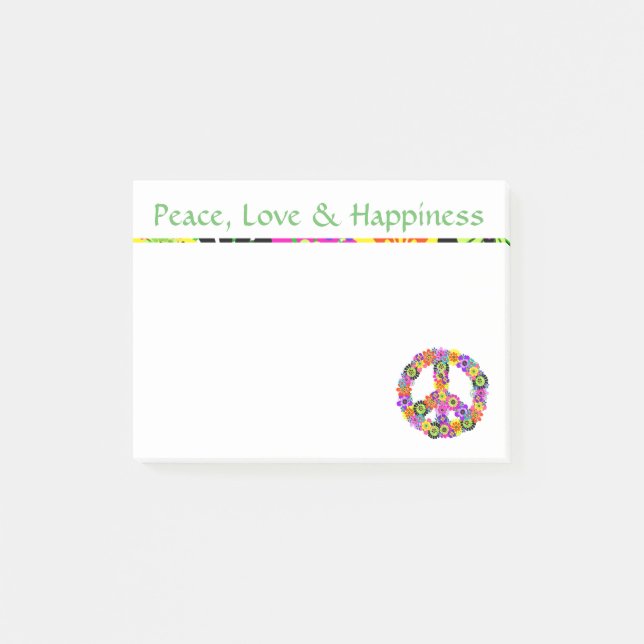 Peace Sign Peace Love & Happiness Post-it Notes (Front)