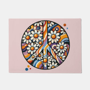 Peace Sign Peaceful Hippie Doormat