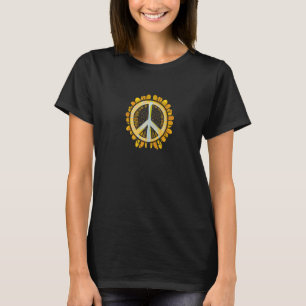 Peace Sign Peaceful Peace On Earth Sunflower T-Shirt