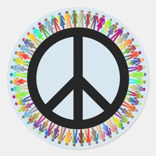 Peace Sign People Sticker Blue (Front)