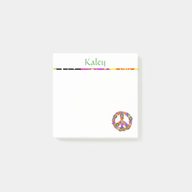 Peace Sign Personalised with Name Post-it Notes (Front)