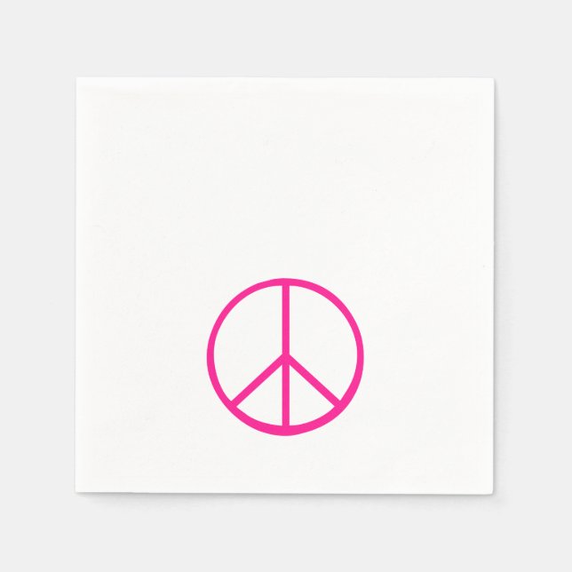 Peace Sign Pink Modern Retro Groovy Napkin (Front)