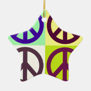 Peace Sign Pop Art Ceramic Tree Decoration