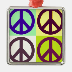 Peace Sign Pop Art Metal Tree Decoration