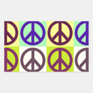 Peace Sign Pop Art Rectangular Sticker