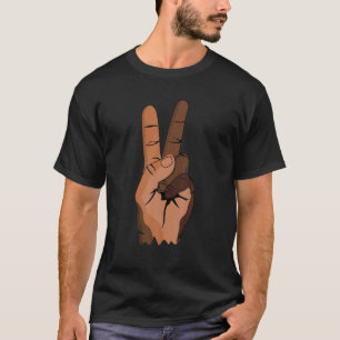 Peace Sign Proud Black Girl Pride Black History T-Shirt