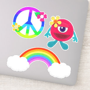 Peace Sign Rainbow and Cute Monster