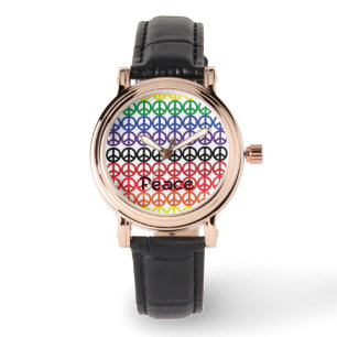 Peace Sign Rainbow Colours with Name Watch