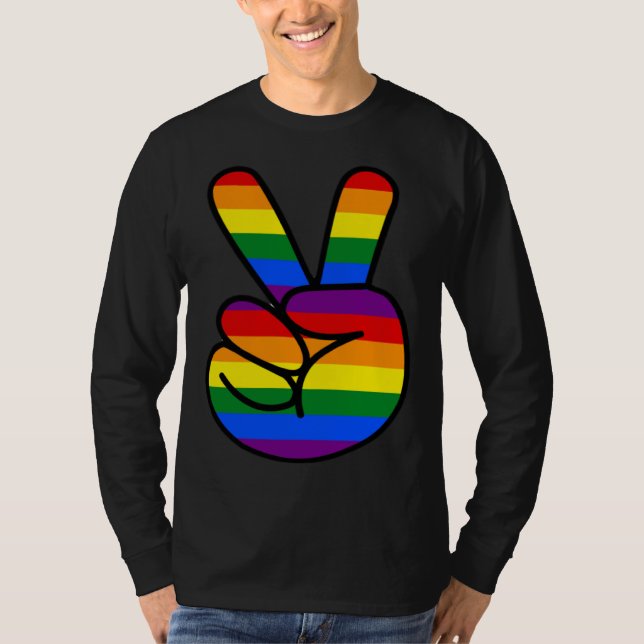 Peace Sign Rainbow Hippie Love T-Shirt (Front)