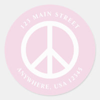 peace sign retro lilac boho return address label
