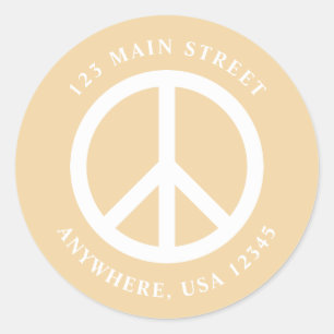 Peace Sign Retro yellow Address Label
