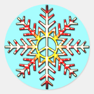 PEACE SIGN SNOWFLAKE CLASSIC ROUND STICKER