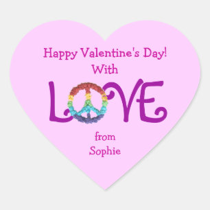 Peace sign sticker for Valentine's Day