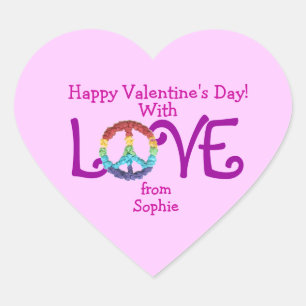 Peace sign sticker for Valentine's Day