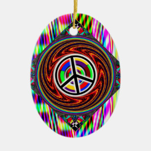 Peace Sign Swirl Ceramic Tree Decoration