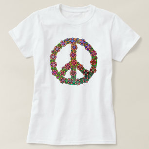 Peace Sign Symbol Flower Colourful Love T-Shirt