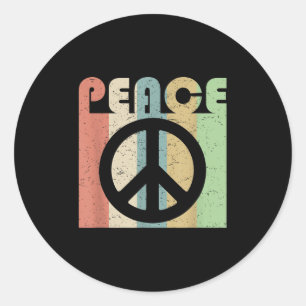 Peace Sign Symbol Inspiring Quote Retro Vintage Gr Classic Round Sticker