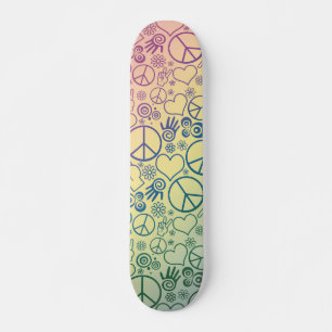 Peace Sign Symbol Rainbow Skateboard