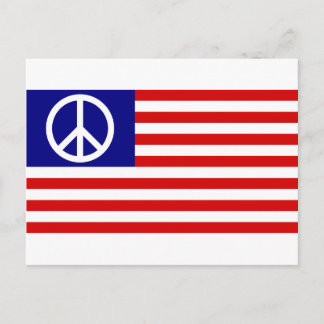 Peace Sign Symbol US Stars & Stripes American Flag Postcard