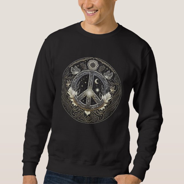 Peace Sign Tarot Card Goth Emo Occult Astrology Wo Sweatshirt (Front)
