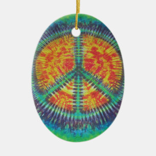 Peace Sign Tie Dye PhatDyes Ceramic Tree Decoration