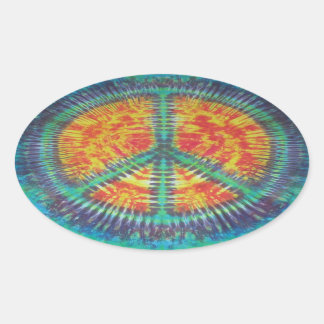 Peace Sign Tie Dye PhatDyes Oval Sticker