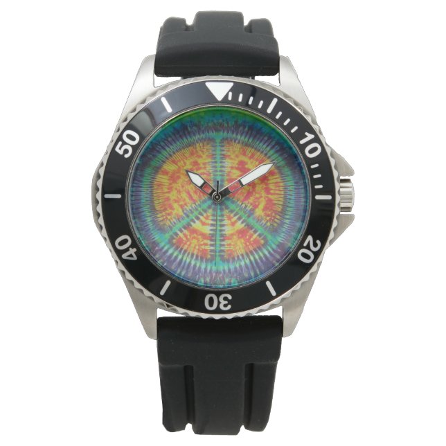 Peace Sign Tie Dye Watch (Front)