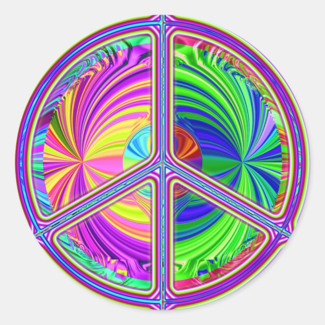 Peace Sign (trippy-hippie) sticker (Front)