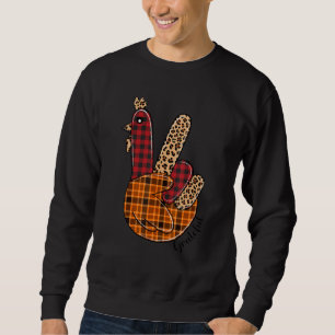 Peace Sign Turkey Grateful Turkey Hand Sign Thanks Sweatshirt