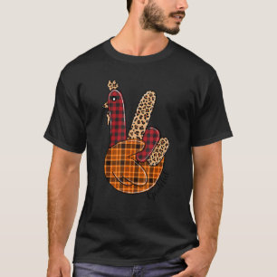 Peace Sign Turkey Grateful Turkey Hand Sign Thanks T-Shirt