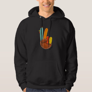 Peace Sign Turkey Hand Cool Thanksgiving Hippie Hoodie