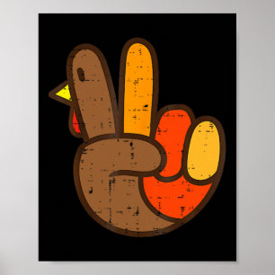 Peace Sign Turkey Hand Cool Thanksgiving Hippie Me
