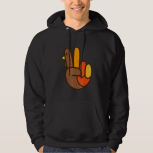 Peace Sign Turkey Hand Cool Thanksgiving Hippie Me Hoodie