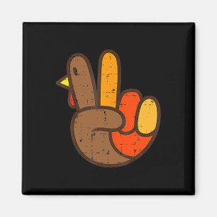 Peace Sign Turkey Hand Cool Thanksgiving Hippie Me Magnet