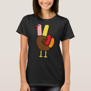 Peace Sign Turkey Hand Cool Thanksgiving Hippie Me T-Shirt