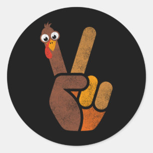 Peace Sign Turkey Shirt Womens Mens Kids Funny Tha Classic Round Sticker